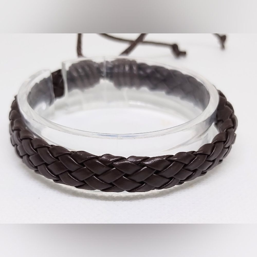 Men's leather bracelet braided black new e50